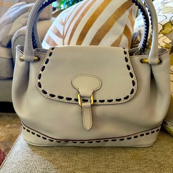 Dooney & Bourke NEW White Leather Satchel With Whip Stitching $498 MSRP NWT - Picture 6 of 16